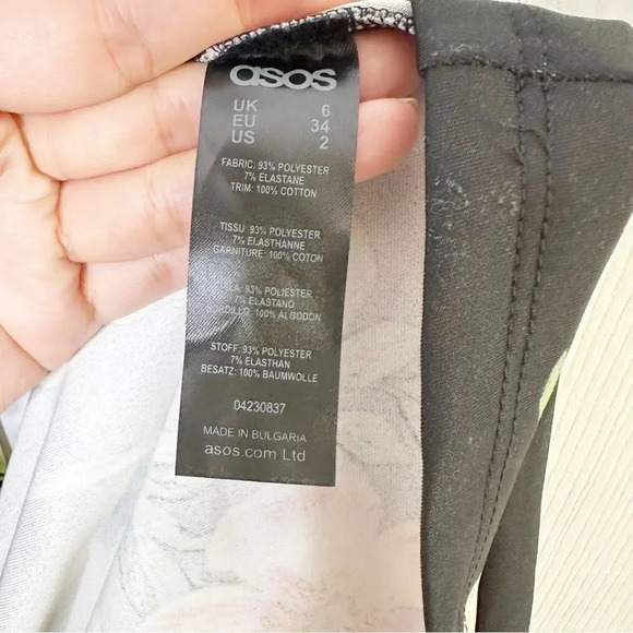 ASOS Sleeveless Black Floral Scuba Skater Dress Low Back Midi Dress UK6 US2 - Picture 6 of 8